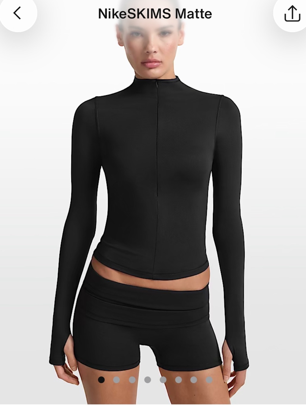 NikeSKIMS Matte 1/2-Zip Mock-Neck Long-Sleeve Top Thumbholes Small Onyx NWT!!